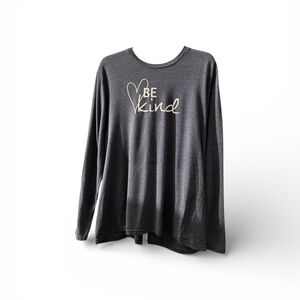 District Long-Sleeve 'Be Kind' Tee - Charcoal with Cream Print